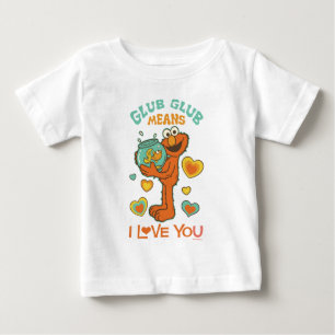 T-shirt Pour Bébé Elmo tenant son poisson rouge