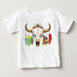 T-shirt Pour Bébé Emblème amérindien de crâne de bison