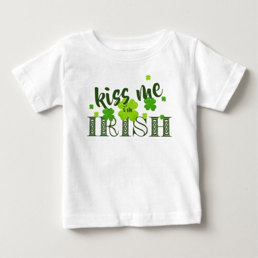 T-shirt Pour Bébé Embrasse-moi Je suis Irlandais Lucky Clover Green (Devant)