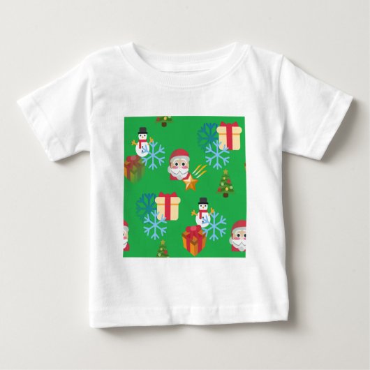 T-shirt Pour Bébé emoji de Noël vert (Devant)