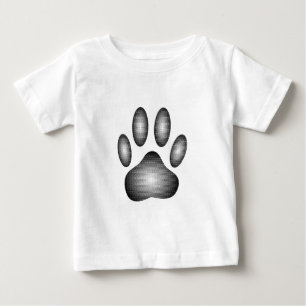 T-shirt Pour Bébé Empreinte de patte de chien en dégradés noir et bl