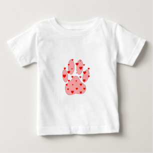 T-shirt Pour Bébé Empreinte de patte rose aux coeurs