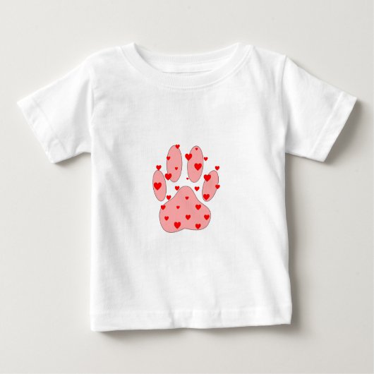 T-shirt Pour Bébé Empreinte de patte rose aux coeurs (Devant)