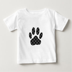 T-shirt Pour Bébé Empreinte de patte Tartan Noir Et Blanc