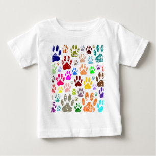T-shirt Pour Bébé Empreintes de pattes de chiens colorés en détresse