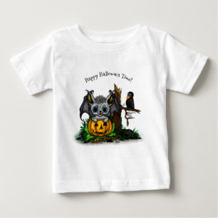 T-shirt Pour Bébé En attente d'Halloween, Bat mignonne et Corbeau