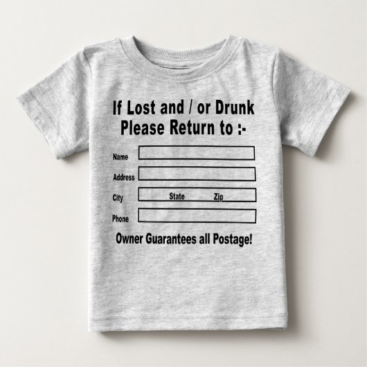 T-shirt Pour Bébé En cas de perte et/ou d'épuisement Revenir à (Devant)