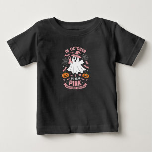 T-shirt Pour Bébé En Octobre Nous Portons Rose Sorcière Fantôme Canc