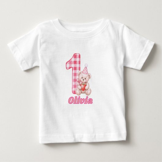 T-shirt Pour Bébé en vichy Giggles & Bouddles En Teddy ! (Devant)
