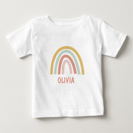 T-shirt Pour Bébé Enfant arc-en-ciel bohème Personnalisé (Devant)