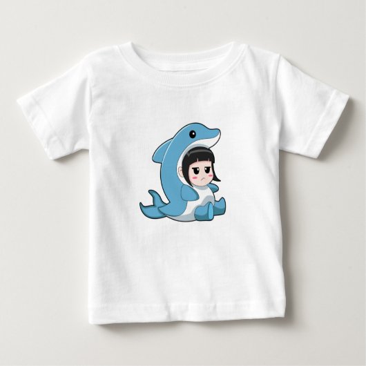 T-shirt Pour Bébé Enfant avec costume de dauphin (Devant)