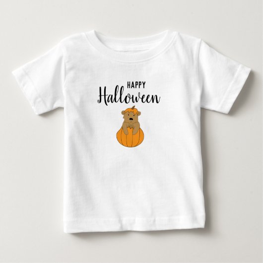 T-shirt Pour Bébé Enfant Citrouille de l'ours d'Halloween (Devant)