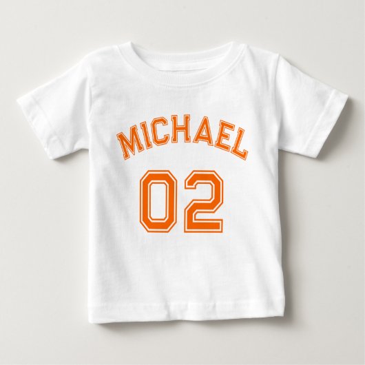 T-shirt Pour Bébé Enfant Garçon fille Orange Nom Jersey Numéro Sport (Devant)
