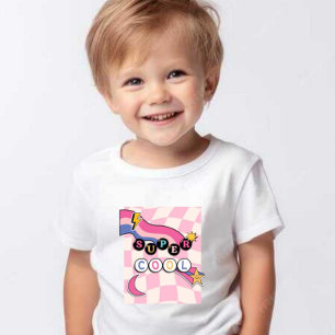 T-shirt Pour Bébé Enfants Blancs Et Roses Super Cool