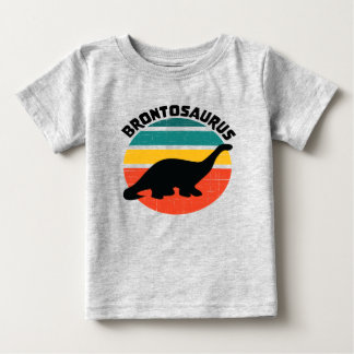 T-shirt Pour Bébé Enfants Dinosaure Brontosaurus Retro Sunset Distan