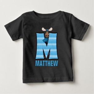 T-shirt Pour Bébé Enfants "M" Monogrammé Moose à noeud bleu