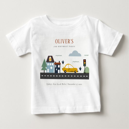 T-shirt Pour Bébé Enfants mignons Véhicule Urbain Voiture Route N'im (Devant)