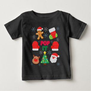 T-shirt Pour Bébé Enfants Pop It Christmas Buble Père Noël Reindeer