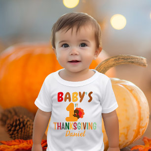 T-shirt Pour Bébé Enfants Premier Thanksgiving Turquie Nom Funny