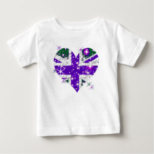 T-shirt Pour Bébé Enfants scintillants de coeur de drapeau