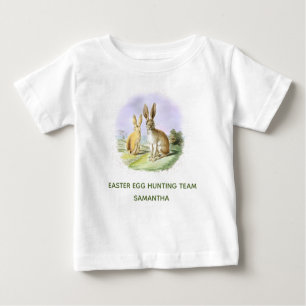 T-shirt Pour Bébé Équipe de chasse aux oeufs de Pâques personnalisée