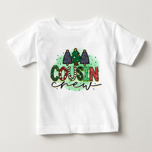 T-shirt Pour Bébé Équipe de Noël Cousin (Devant)