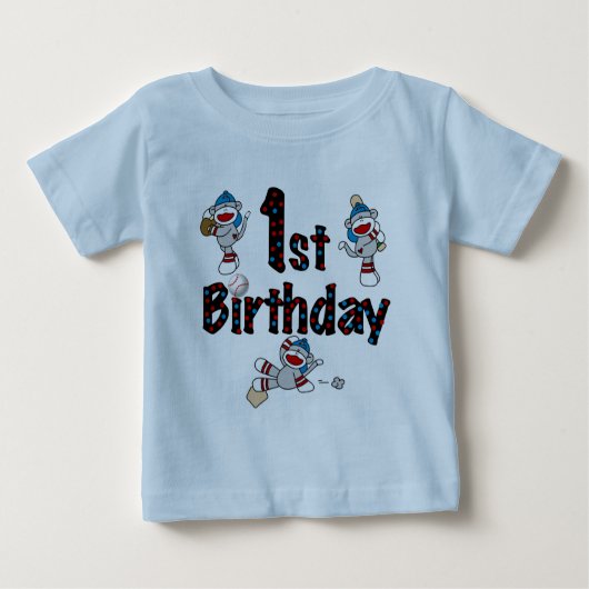 T-shirt Pour Bébé ęr Anniversaire de base-ball de singe de (Devant)