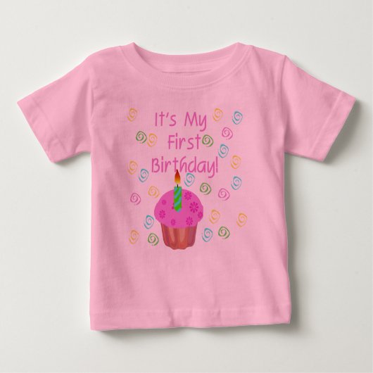 T-shirt Pour Bébé Ęr anniversaire de petit gâteau rose (Devant)