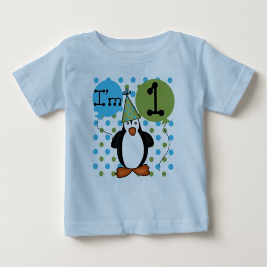 T-shirt Pour Bébé Ęr anniversaire de pingouin (Devant)