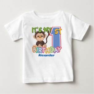 T-shirt Pour Bébé Ęr anniversaire de singe mignon