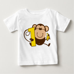 T-shirt Pour Bébé Ęr anniversaire Mero de petit singe