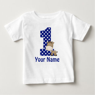 T-shirt Pour Bébé ęr Bleu de cheval d'anniversaire personnalisé