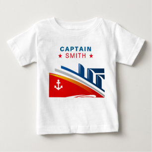 T-shirt Pour Bébé Ęr capitaine Name de fête d'anniversaire de bateau