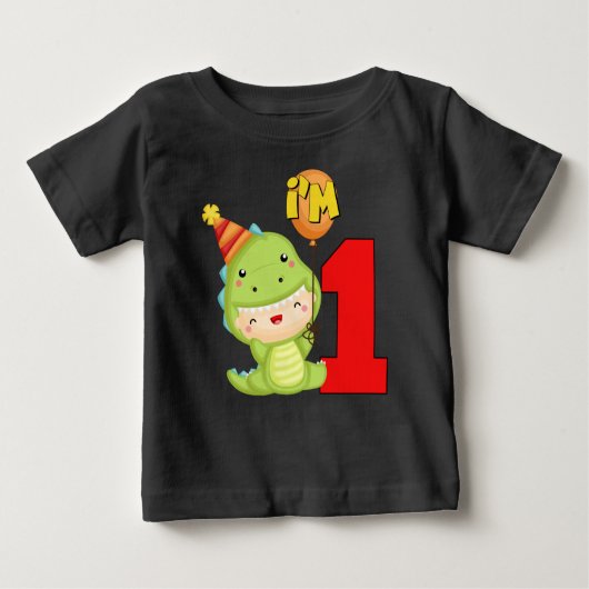 T-shirt Pour Bébé ęr Dinosaure de fête d'anniversaire (Devant)