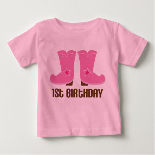 T-shirt Pour Bébé ęr Le rose de cow-girl d'anniversaire initialise