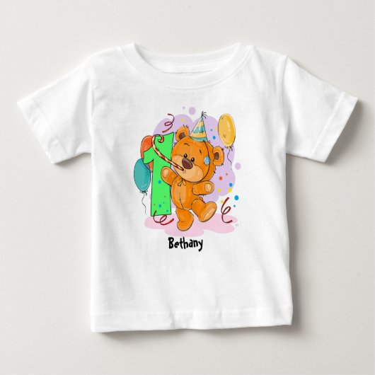 T-shirt Pour Bébé ęr Ours de nounours d'anniversaire (Devant)