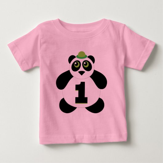 T-shirt Pour Bébé ęr Panda mignon d'anniversaire (Devant)