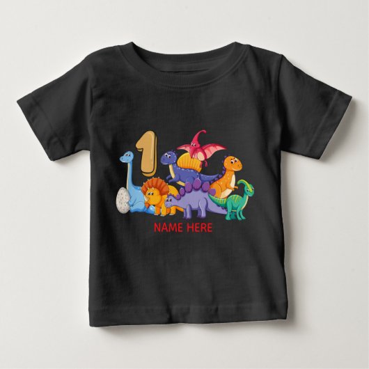 T-shirt Pour Bébé ęr Partie de dinosaure d'anniversaire (Devant)