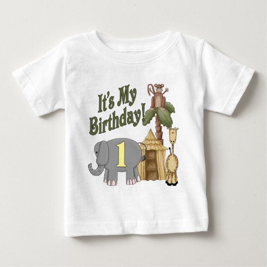 T-shirt Pour Bébé ęr Safari d'anniversaire (Devant)