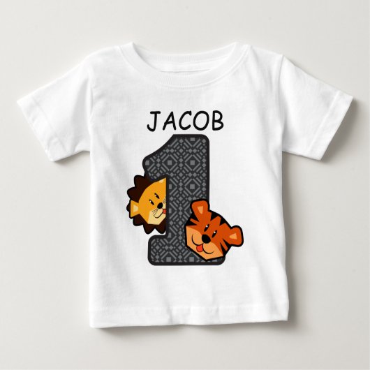 T-shirt Pour Bébé ęr Tigre et lion A1 de 1 an de léopard (Devant)