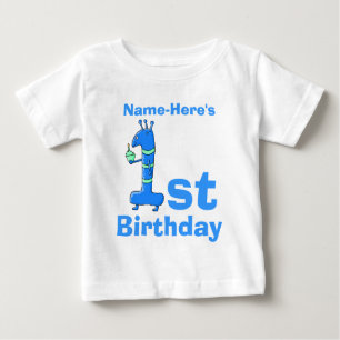 T-shirt Pour Bébé ?ère bande dessinée d'anniversaire, dans le bleu.