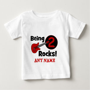 T-shirt Pour Bébé Étant 2 roches ! avec la guitare