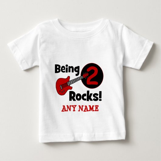 T-shirt Pour Bébé Étant 2 roches ! avec la guitare (Devant)