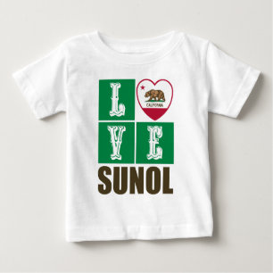 T-shirt Pour Bébé État de Californie Drapeau Coeur Sunol