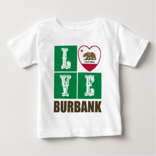 T-shirt Pour Bébé État de Californie Drapeau Heart Burbank