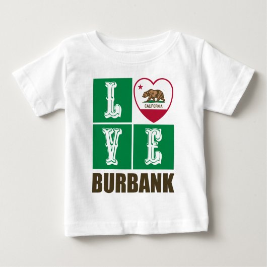 T-shirt Pour Bébé État de Californie Drapeau Heart Burbank (Devant)