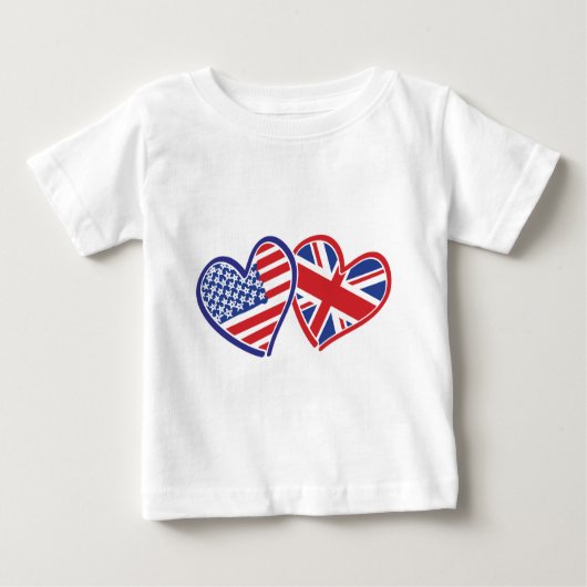T-shirt Pour Bébé États-Unis et Royaume-Uni dans les coeurs pour mon (Devant)
