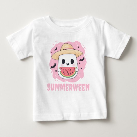 T-shirt Pour Bébé Eté de la pastèque Summerween Cute Ghost (Devant)