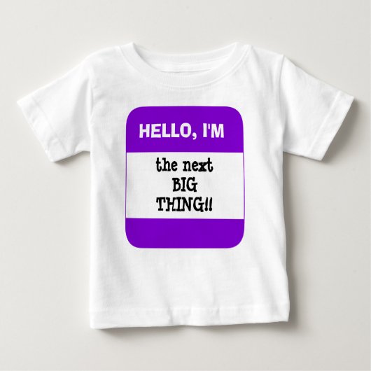 T-shirt Pour Bébé Étiquette nommée POURPRE d'enfants mignons bonjour (Devant)