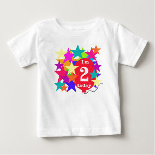 T-shirt Pour Bébé Étoiles et anniversaire de ballon 2ème
